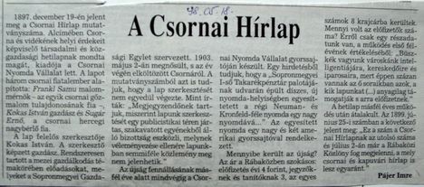 A Csornai Hírlap. Kisalföld, 1998.05