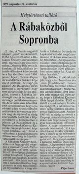 A Rábaközből Sopronba. Kisalföld, 1999.08