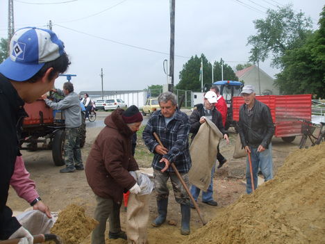 Árvízi védekezés Gönyűn 2013.06.05. délelőtt 44