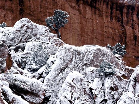 Frosted Rocks, Red Rock Cliffs, C