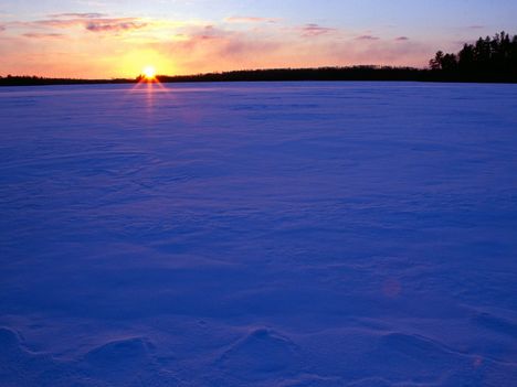 Frozen Moose Lake at Sunset, Minn