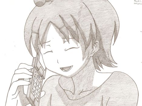 Telefonáló animelány