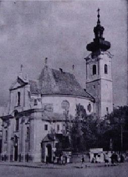 Kármelita templom Győrben. Régi kép.