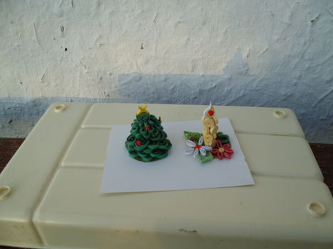 quilling-karácsonyfa és gyertya mini