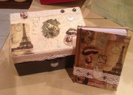 Párizsi mintás dobozka és notesz