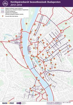 Kerékpárosbarát fejlesztések helyszínei Budapesten - 2013-2014