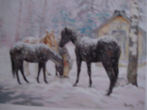 Téli táj lovakkal