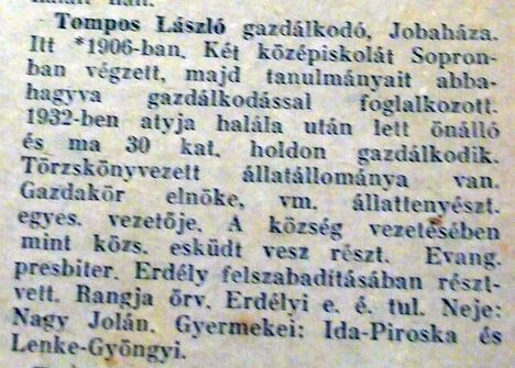 Jobaháza-Tompos László gazdálkodó 1906