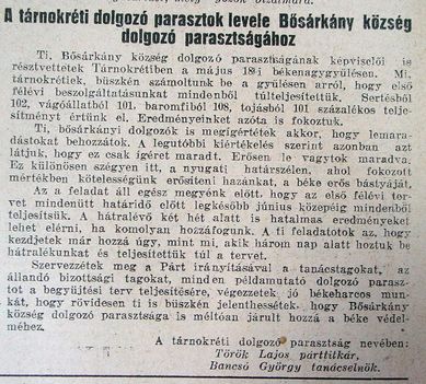 Tréti Bősárkány, 1952.06.05.1.o