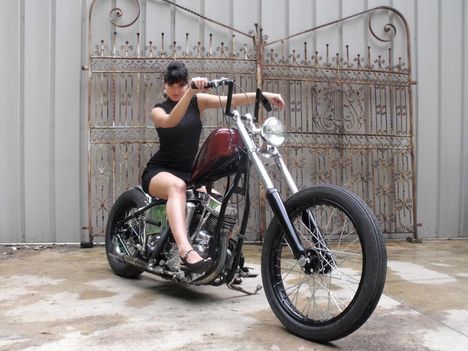Hot lady in chopper bike-1436