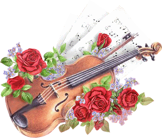 Hegedű virággal