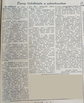 Ünnep Cakóházán ... Győr-Sopronmegyei Hírlap, 1954.12.14. 3.o.