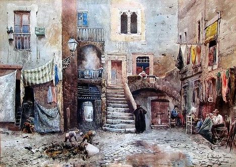 Ettore Roesler Franz_Avanzi di case medieval_1886