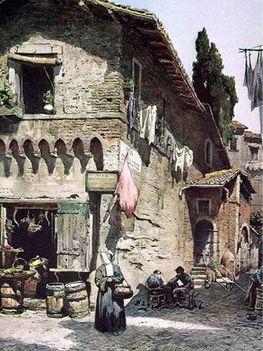 Ettore Roesler Franz_Old medieval houses to Lungarette_1882