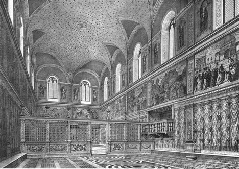 Cappella Sistina_ricostruzione dell_interno prima degli interventi di Michelangelo