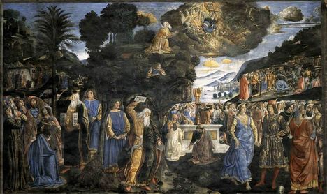 Cosimo Rosselli e Piero di Cosimo (attr.), Discesa dal monte Sinai.