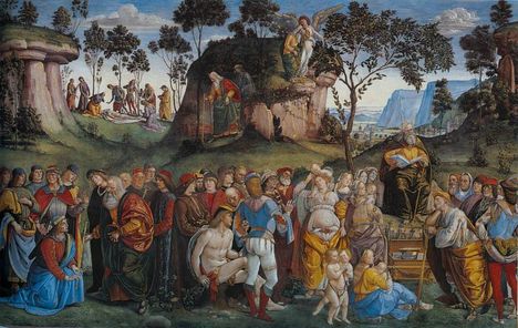 Luca Signorelli e Bartolomeo della Gatta, Testamento e morte di Mosè.