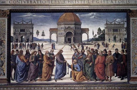 Pietro Perugino, Consegna delle chiavi. Parete destra