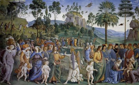 Pietro Perugino e aiuti, Partenza di Mosè per l'Egitto.