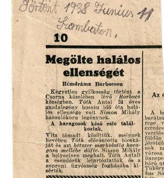Gyilkosság 1938-ban Barbacson