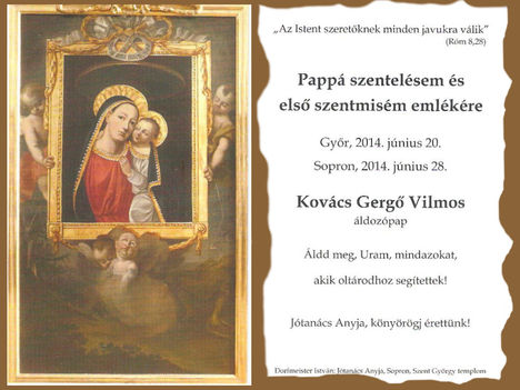Kovács Gergő Vilmos áldozópap, szentkép