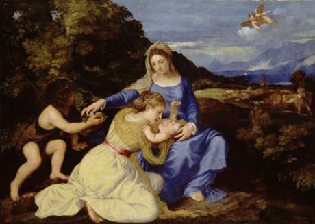 Tiziano - Mária gyermekével és Szent Pállal