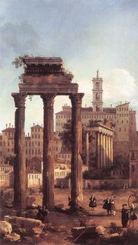 Az ókori romok Rómában, mint a barokk kor díszlete (Canaletto, 1742)