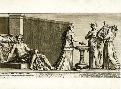 Roman women playing the harp
