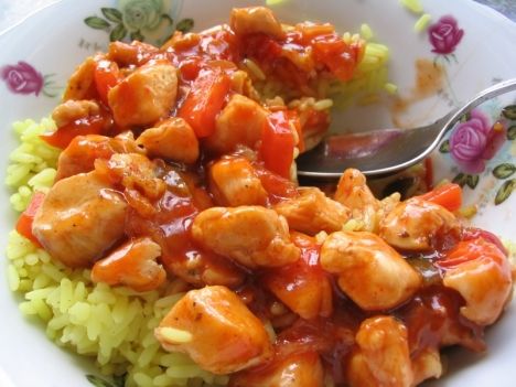 Édes csirke curry-s rizzsel