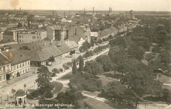 Győr, 1920. Bisinger sétány a Városháza tornyából