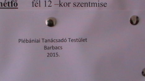 Plébániai Tanácsadó Testület -Barbacs -2015 2