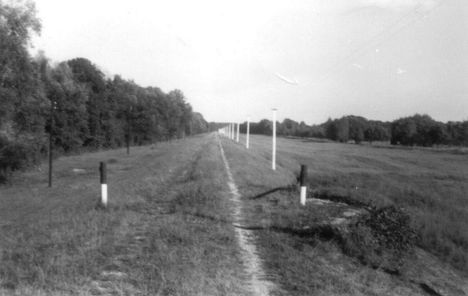 A Duna folyam régi árvízvédelmi töltése Rajka térségében az 1970-es években