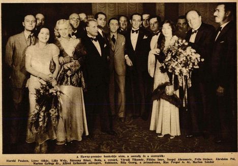 Ábrahám Pál, Földes Imre a Hawaii rózsája operett  szerzői, a német verzió szerzőjével Grünwalddal, a szereplőkkel, producerekkel