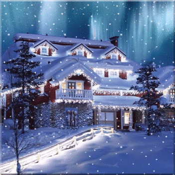 Karácsonyi fények havazás télen-gif