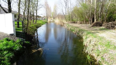 Darnózseli, Hidegkúti (Hédervár-Darnózseli) csatorna belterületi szakasza, 2016. április 02.-án
