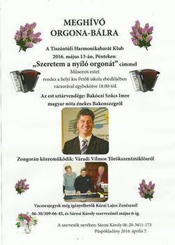 Meghívó Orgona bálra 2016- május 13-án