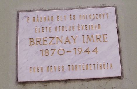 Emléktábla a Breznay-házon 