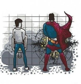 Superman a vécén!
