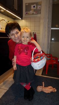 Molnár Marika unokájával, 2015.