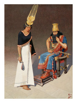 asszír király egyiptomi királynő-rabot hallgat ki