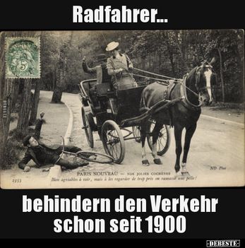A kerékpárosok 1900 óta akadályozzák a közlekedést (Radfahrer... behindern den Verkehr schon seit 1900)