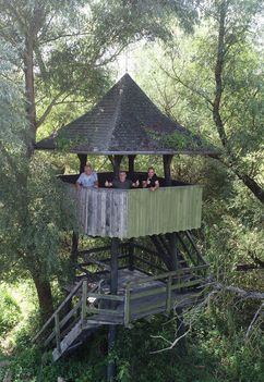 Öntési tó mellett kiépített madármegfigyelő kilátó, Ásványráró  2020.09.14-én