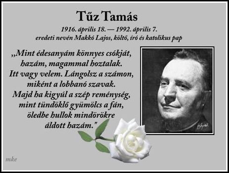 EMLÉKEZZÜNK...1992. 04. 07.Meghalt Tűz Tamás költő, író.