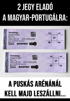 2 jegy eladó a Magyarország - Portugália meccsre...