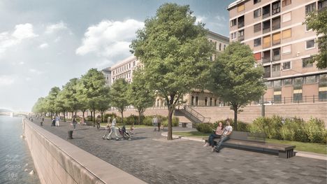 Az Antall József rakpart Kossuth tér és Margit híd közötti szakaszának átépítése (2021.08.)