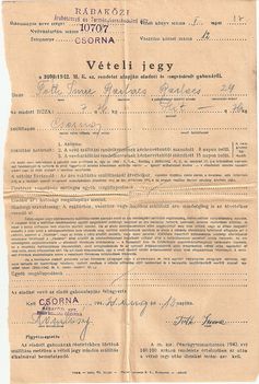 Vételi jegy 1942-ből