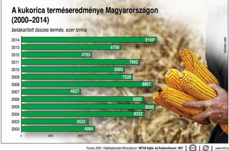 Kukorica termés 2000-2014