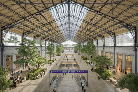 Albert Wimmer terve a Nyugati pályaudvar pályázatán - az Eiffel-csarnok belső nézete (második helyezett)