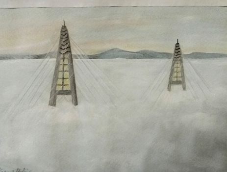 Megyeri híd ködben