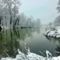 Mosoni-Duna hóval díszítve a Levente árok torkolatánál, Mosonmagyaróvár